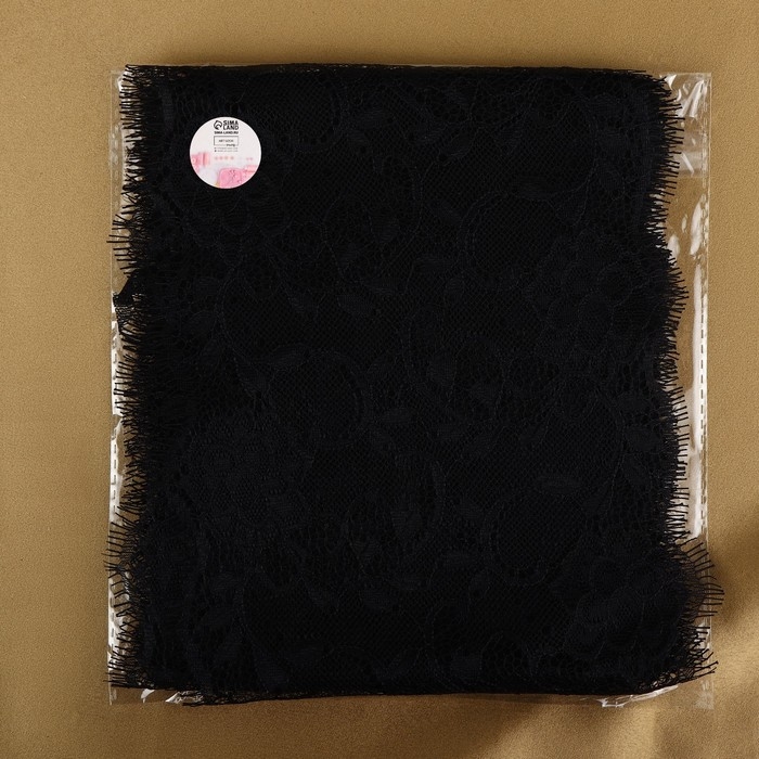 Кружево реснички, 175 мм &times; 3 &plusmn; 0,5 м, цвет чёрный