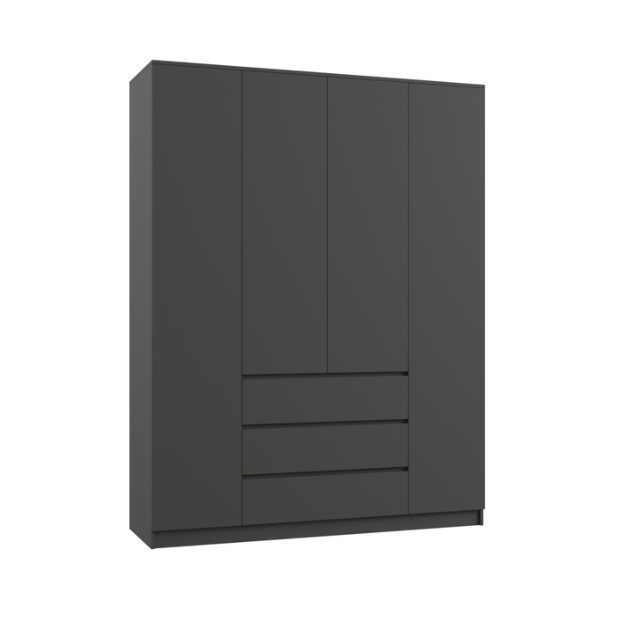 Спальный гарнитур Мадера, Шкаф 4хств, Кровать 1,6х2, Комод 4 ящ, тумба прикроват 2 шт Графит