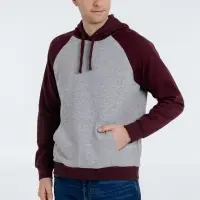 Толстовка унисекс Seattle серый меланж/бордовый, размер XL