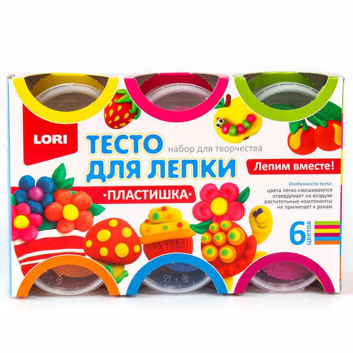 Тесто для лепки &laquo;Пластишка № 1&raquo;, 6 цветов по 80 г