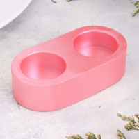 Подсвечник "Мрамор" из гипса для двух свечей овальный, 12х6х3см, розовый Подсвечник "Мрамор" из гипса для двух свечей овальный, 12х6х3см, розовый