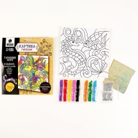 Фреска песком "Морской дуэт" + 9 цветов песка по 4 гр, блёстки, стека Фреска песком "Морской дуэт" + 9 цветов песка по 4 гр, блёстки, стека