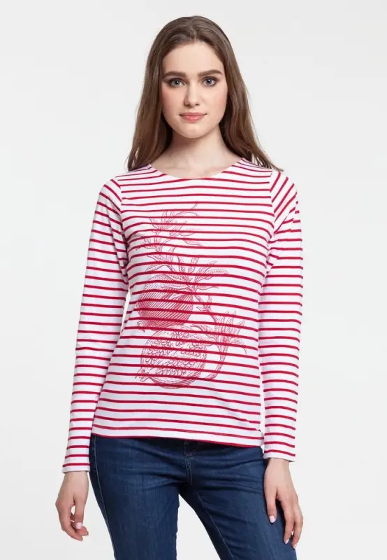 Футболка женская Grand Granat, белая с красным, размер L