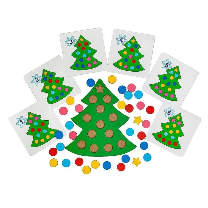 Мозаика &laquo;Умная ёлочка&raquo;, диаметр кружков &mdash; 2 см