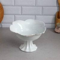 Салатник &laquo;Роза&raquo;, на подставке, 1.5 л, золотая обводка, фарфор, Иран