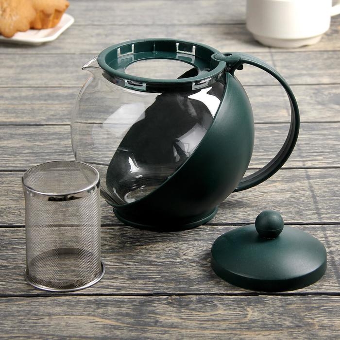 Чайник стеклянный заварочный «Забота», 1,25 л, с металлическим ситом, цвет МИКС Чайник стеклянный заварочный «Забота», 1,25 л, с металлическим ситом, цвет МИКС