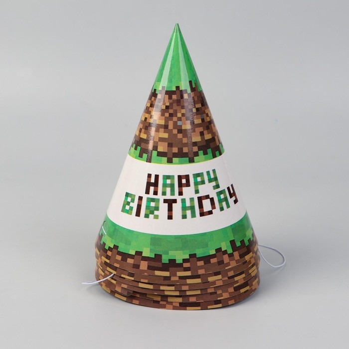 Набор бумажной посуды одноразовый С днём рождения&raquo;, 6 тарелок, 6 стаканов, 6 колпаков, 1 гирлянда