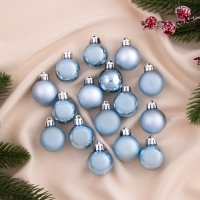 Набор шаров пластик d-3 см, 16 шт "Камея" голубой