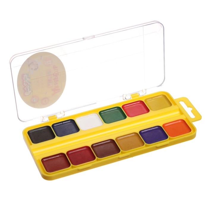 Акварель 12 цветов Акварель 12 цветов "Каляка-Маляка", медовая, без кисти, пластик