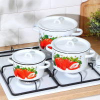 Набор эмалированных кастрюль &laquo;Клубника садовая&raquo;, 3 предмета: 1,5 л, 2,9 л, 4,5 л