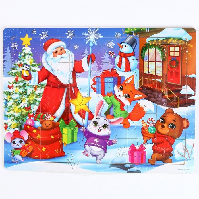 Деревянный пазл большой «Новый год! Весёлый праздник», 30 элементов Деревянный пазл большой «Новый год! Весёлый праздник», 30 элементов