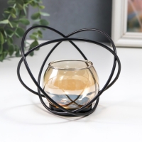 Подсвечник металл, стекло на 1 свечу "Лофт. Сплетение колец" чёрный 11х12х9.5 см Подсвечник металл, стекло на 1 свечу "Лофт. Сплетение колец" чёрный 11х12х9.5 см