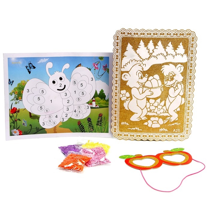 Набор для творчества: аппликация EVA крошкой и раскраска + маска на резинке &laquo;Бабочка&raquo;