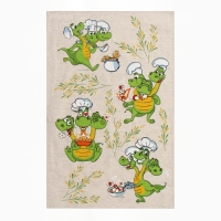 Кухонный набор "Змей Горыныч" (полот. 39х60 + прихв. 14х22см) 160г/м, лен50% хл50%