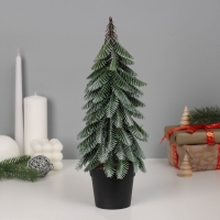 Искусственная ёлка настольная &laquo;Зимнее волшебство. Заснеженная с блёстками&raquo; в горшочке, 33 см, ветки литые отгибаются