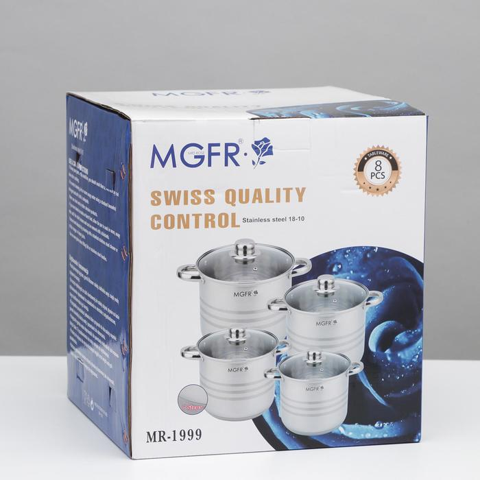 Набор кастрюль из нержавеющей стали &laquo;Абель&raquo;, 4 предмета: 7 л, 9 л, 10 л, 12 л, крышки, индукция