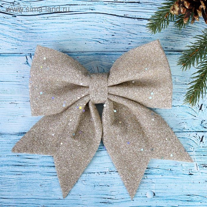 Ёлочная игрушка &laquo;Зимнее волшебство. Бант блеск&raquo; пластик, 20х18 см, бежевый