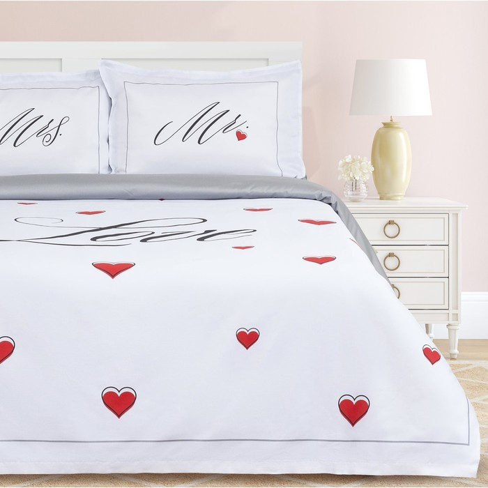 Постельное бельё &laquo;Этель&raquo; 2 сп Mr&Mrs 175*215 см,200*215 см,50*70+4 см - 2 шт