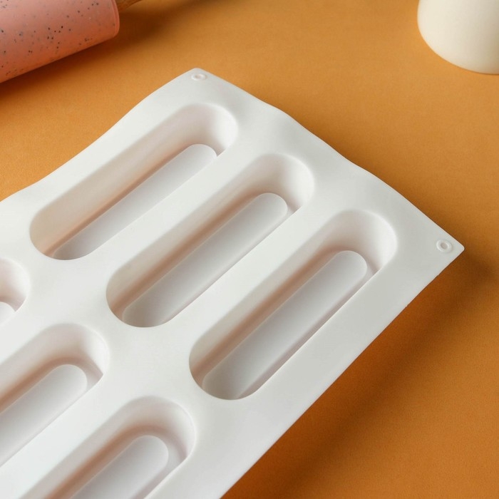 Форма для муссовых десертов и выпечки KONFINETTA &laquo;Венеция&raquo;, силикон, 29,5&times;17&times;3 см, 6 ячеек, цвет белый