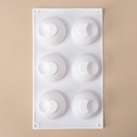 Форма для муссовых десертов и выпечки Доляна «Десерт с фруктами», 30×17,5×4,5 см, 6 ячеек (d=7 см), цвет белый Форма для муссовых десертов и выпечки Доляна «Десерт с фруктами», 30×17,5×4,5 см, 6 ячеек (d=7 см), цвет белый