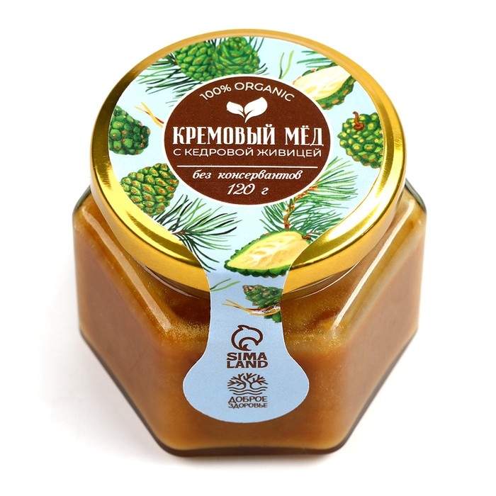 Мёд кремовый &laquo;Кедровая живица&raquo;, с кедровой живицей, 120 г.