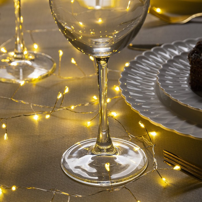 Гирлянда «Мишура» 5 м роса, IP20, серебристая нить, 200 LED, свечение тёплое белое, 12 В Гирлянда «Мишура» 5 м роса, IP20, серебристая нить, 200 LED, свечение тёплое белое, 12 В