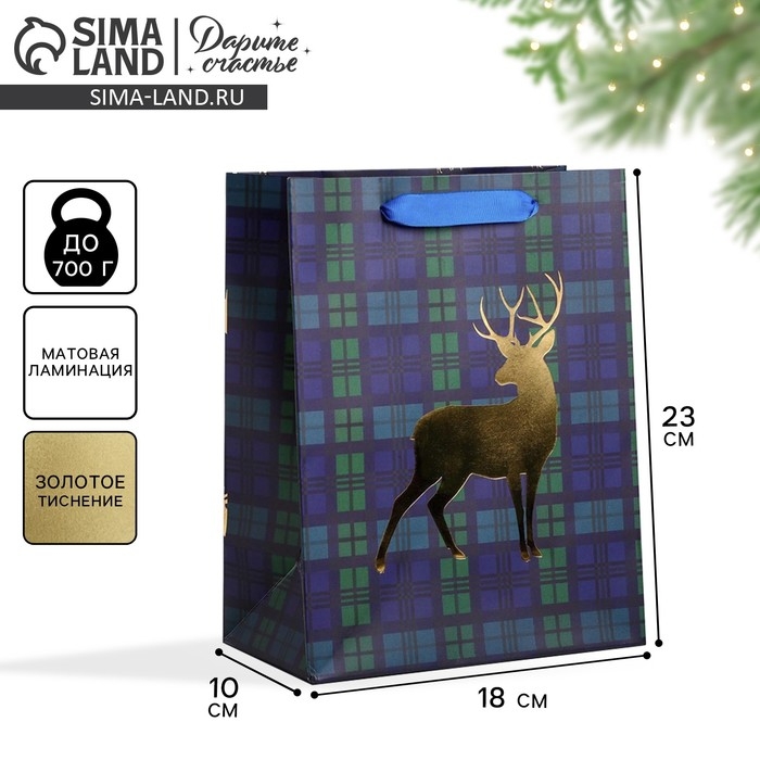 Пакет подарочный новогодний ламинированный «Стильный», MS 18 х 23 х 10 см, Новый год Пакет подарочный новогодний ламинированный «Стильный», MS 18 х 23 х 10 см, Новый год