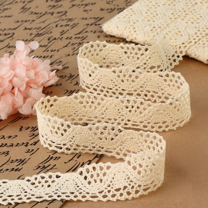 Кружево вязаное, 30 мм &times; 10 &plusmn; 1 м, цвет бежевый