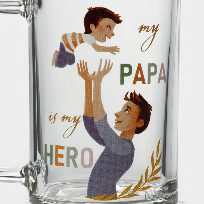 Кружка стеклянная &laquo;Фитнес. Папа&raquo;, 320 мл