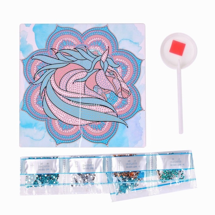 Алмазная мозаика с частичным заполнением на картонной основе &laquo;Лошадь&raquo;, 20 х 20 см