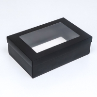 Коробка подарочная складная, упаковка, &laquo;Черная&raquo;, с окном 30 х 20 х 9 см