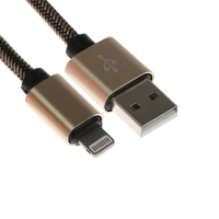 Кабель Lightning - USB, 2.1 А, оплётка нейлон, 1 метр, золотистый Кабель Lightning - USB, 2.1 А, оплётка нейлон, 1 метр, золотистый