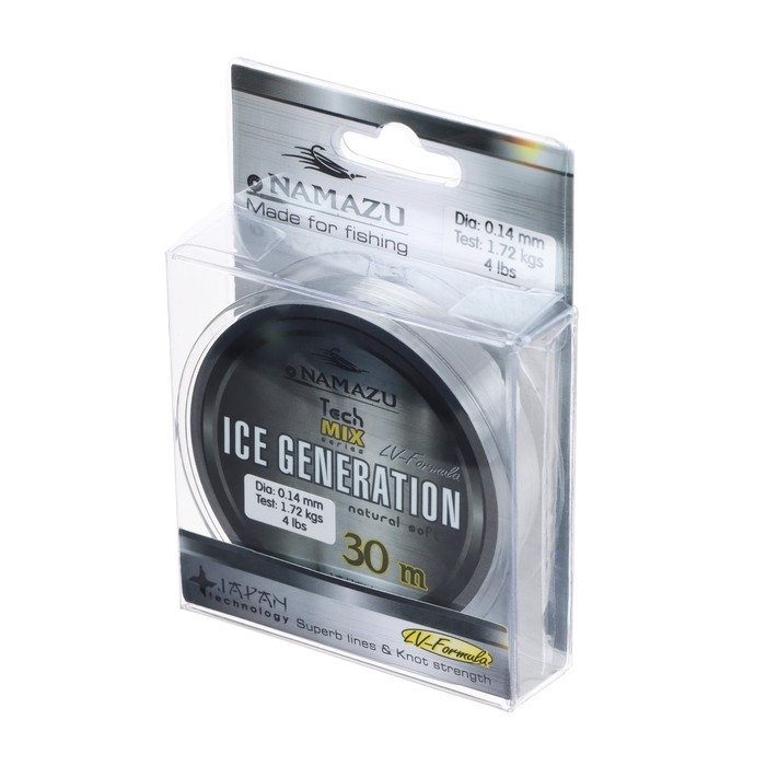Леска Namazu Ice Generation, диаметр 0.14 мм, тест 1.72 кг, 30 м, прозрачная Леска Namazu Ice Generation, диаметр 0.14 мм, тест 1.72 кг, 30 м, прозрачная
