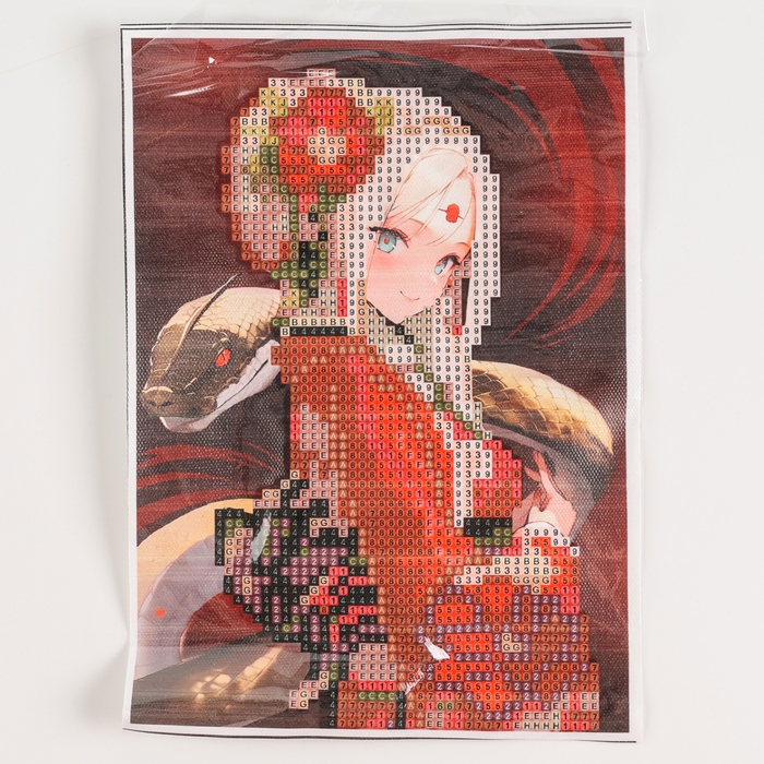 Алмазная мозаика на новый год с частичным заполнением на холсте &laquo;Змея и девушка аниме&raquo;, 15 х 21 см, новогодний набор для творчества, символ года 2025