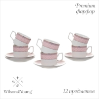 Чайный сервиз WY Paradaise, 12 предметов, кружка 250 мл 6 шт, блюдце d=15,5 см 6 шт, фарфор Чайный сервиз WY Paradaise, 12 предметов, кружка 250 мл 6 шт, блюдце d=15,5 см 6 шт, фарфор