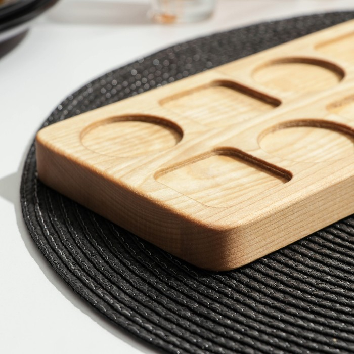 Доска - менажница для подачи шотов Adelica, на 5 рюмок, 30&times;13&times;1,8 см, берёза