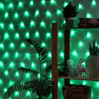 Гирлянда &laquo;Сеть&raquo; 1.6 &times; 1.6 м, IP20, прозрачная нить, 144 LED, свечение зелёное, 8 режимов, 220 В