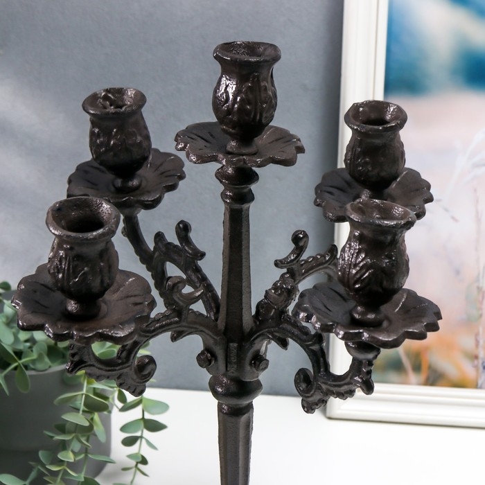 Подсвечник чугун на 5 свечей Подсвечник чугун на 5 свечей "Королевский" чёрный 43х29х29 см