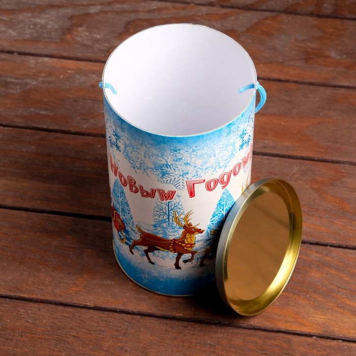 Новый год. Подарочная коробка, тубус &laquo;Тройка оленей&raquo; 120 х 220 мм (200 мм внутр. высота).