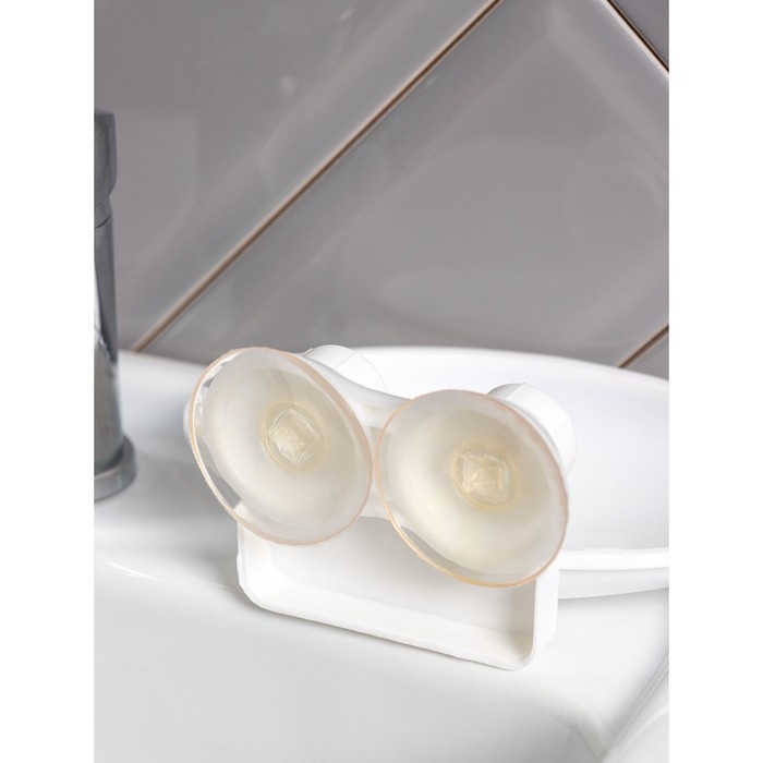 Мыльница на присосках, пластик, 15&times;11&times;6,5 см, цвет белый