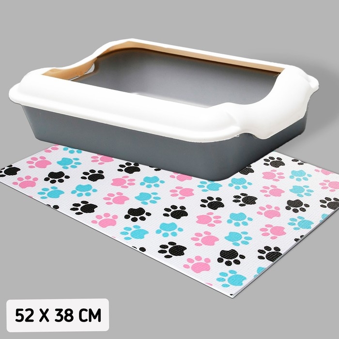 Коврик под миску &laquo;Лапки темные&raquo;, 52х38х0,3см
