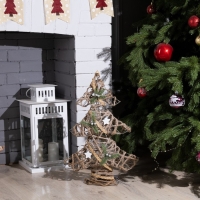 Светодиодная фигура &laquo;Ёлка&raquo; 38 &times; 55 &times; 13 см, металл, текстиль, батарейки ААх2 (не в комплекте), свечение тёплое белое