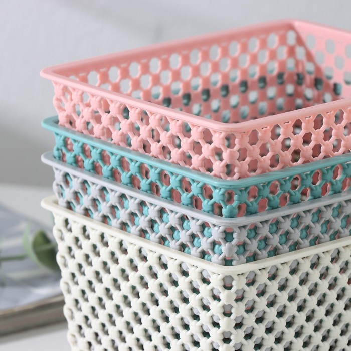 Корзина для хранения &laquo;Баскет&raquo;, пластик, 14,5&times;11,5&times;8 см, цвет МИКС