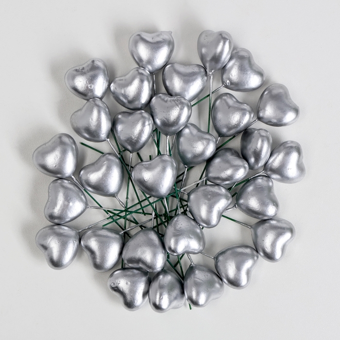 Штекер "Сердечко" серебристое, 3х1,5х2см / набор 30шт