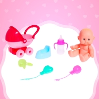 Пупс «Малыш» в коляске, с аксессуарами, МИКС Пупс «Малыш» в коляске, с аксессуарами, МИКС