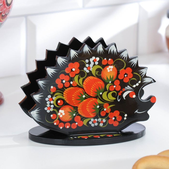 Салфетница &laquo;Ежик&raquo;, 13х10 см, хохлома