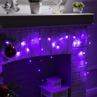 Гирлянда &laquo;Бахрома&raquo; 3 &times; 0.5 м, IP20, тёмная нить, 80 LED, свечение фиолетовое, 8 режимов, 220 В