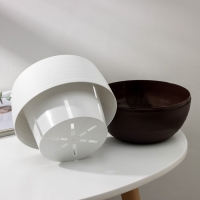 Горшок для цветов с поддоном &laquo;Япония&raquo; 1,2 л, цвет белый-коричневый