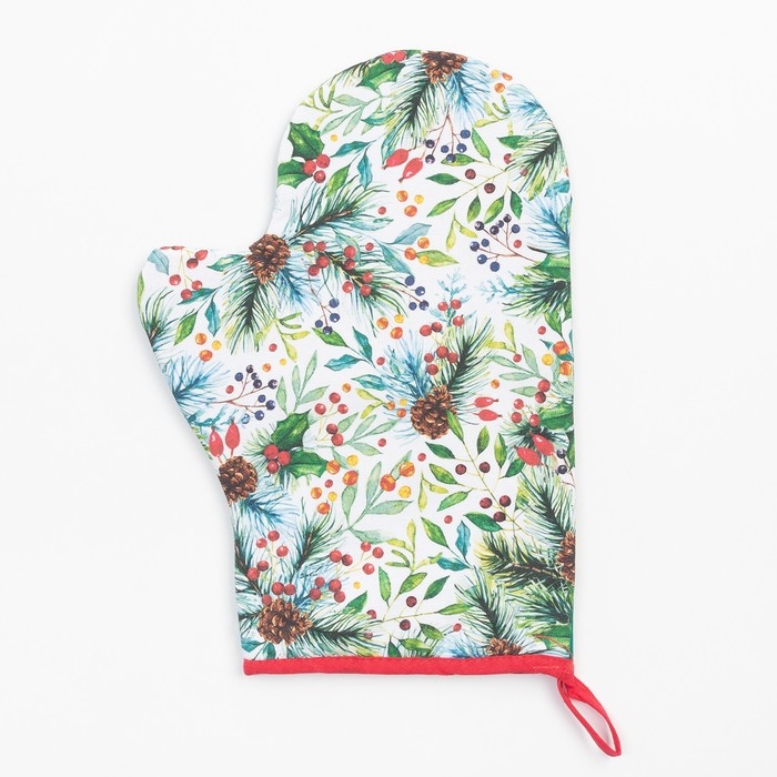 Кухонный набор &laquo;Сhristmas greetings&raquo; варежка-прихватка 20х28см, прихватка 19х19см, 100% хл