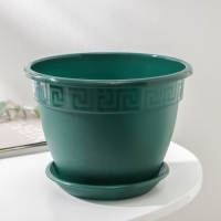 Горшок для цветов с поддоном &laquo;Антик&raquo;, 1.6 л, d=17 см, пластиковый, цвет малахит